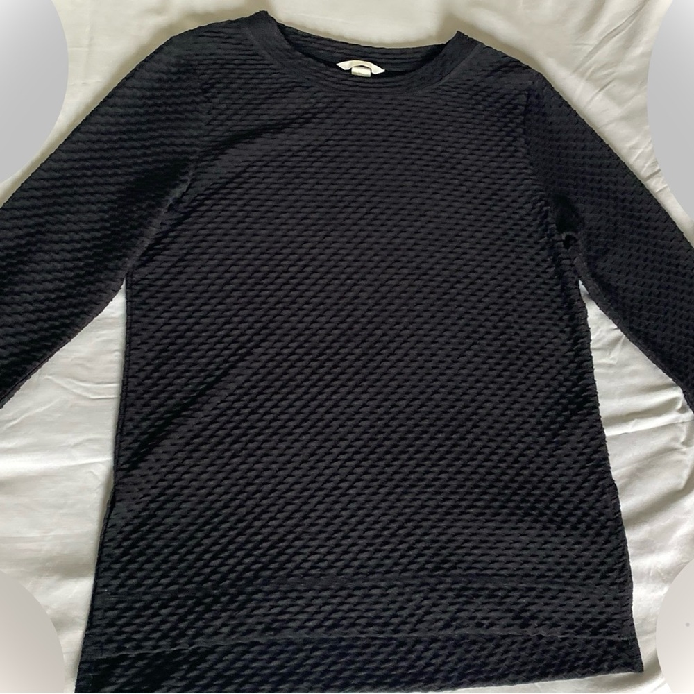 H&M Black Textured Tunic Top
